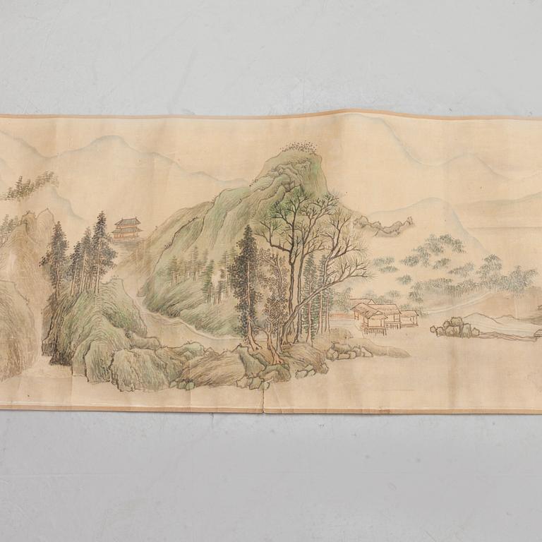 A scroll, ink and color on silk. After YUN SHOUPING (1633-90), signed. 20th century copy.