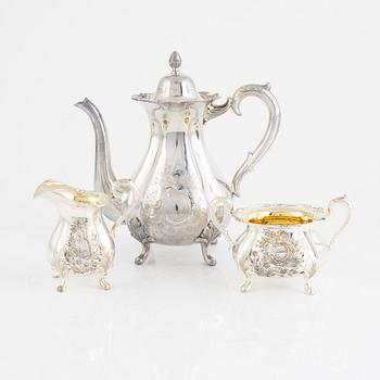 Kaffeservis, silver, tre delar, Kultakeskus, Finland, 1977-79.