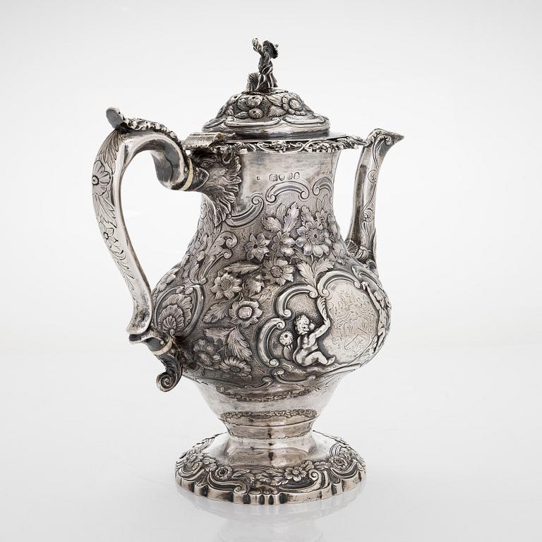 Joseph Angell, te- och kaffeservis, sterlingsilver, 7 delar, London 1817-1823.