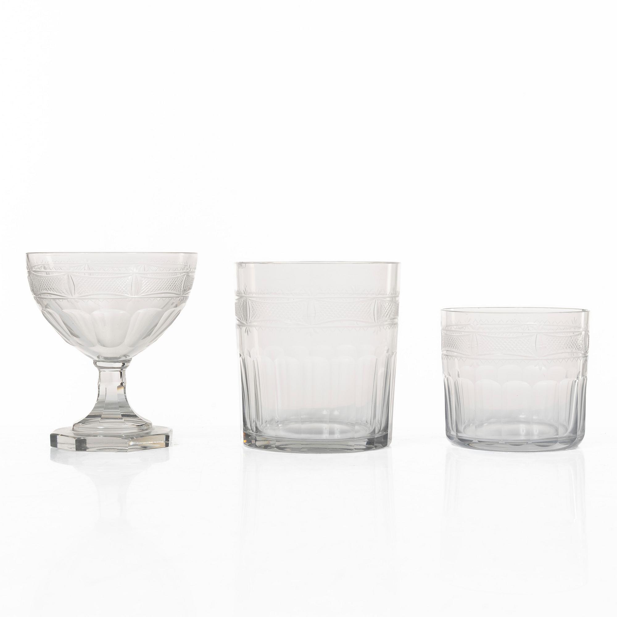 Gerda Strömberg, an 115-piece 'Hörningsholm' glass service, Strömbergshyttan, Sweden.