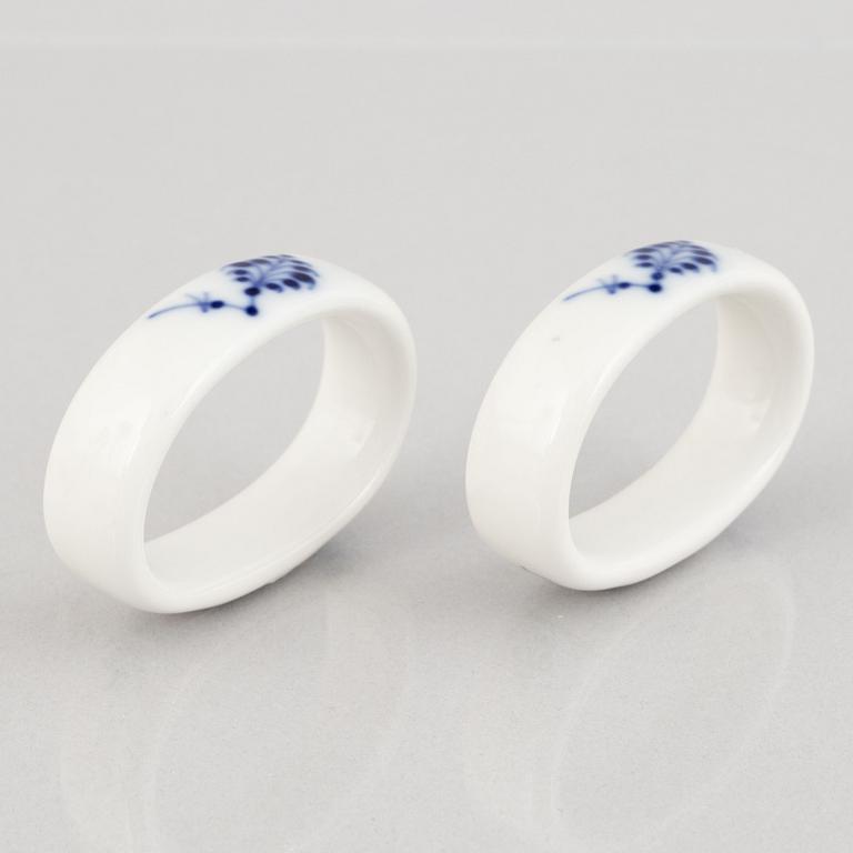 A set of six  'Blue Fluted Plain' porcelain napkin rings, Royal Copenhagen, 1923.