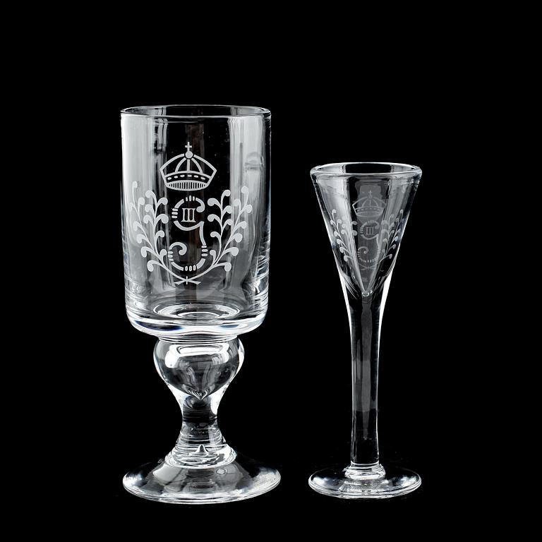 SERVISGLAS, 21 delar, Antik, GIII, Reijmyre.