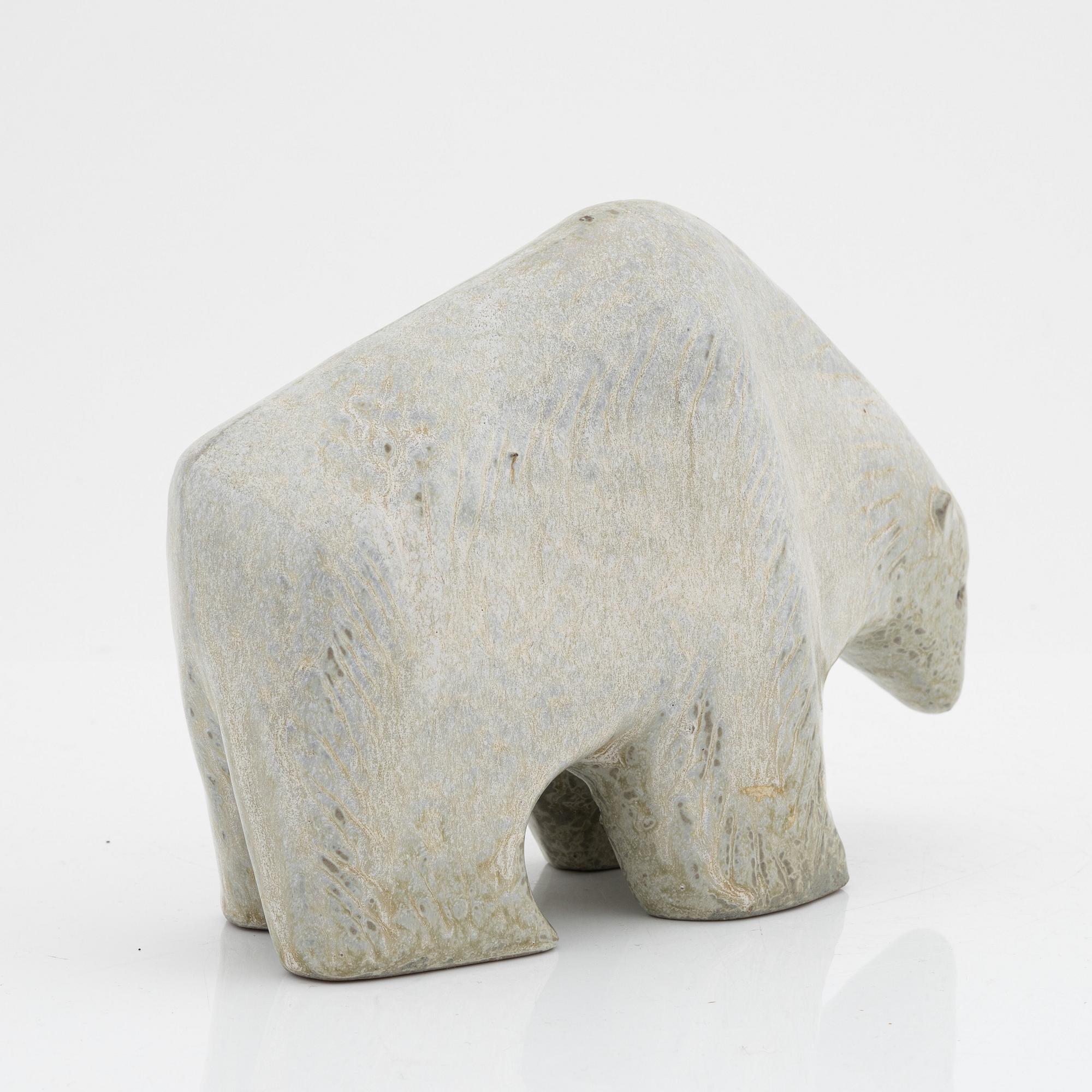 Lisa Larson, figurin, stengods, "Isbjörn", ur serien "Stora Zoo", Gustavsberg.