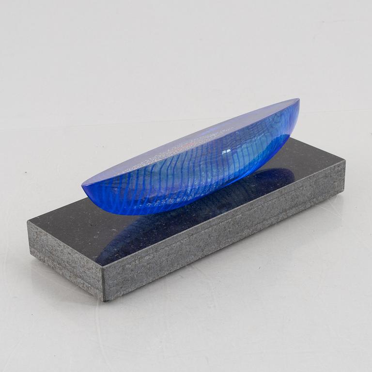 Bertil Vallien, a boat sculpture, Kosta Boda, Sweden, numbered and signed.