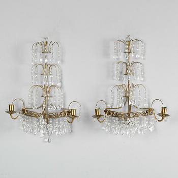 VÄGGLAMPETTER, 1 par, gustaviansk stil, 1900-talets första hälft.