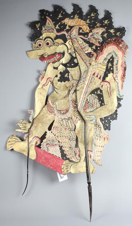 SKUGGSPELSFIGUR, buffelhud, Bali, 1900-talets början.