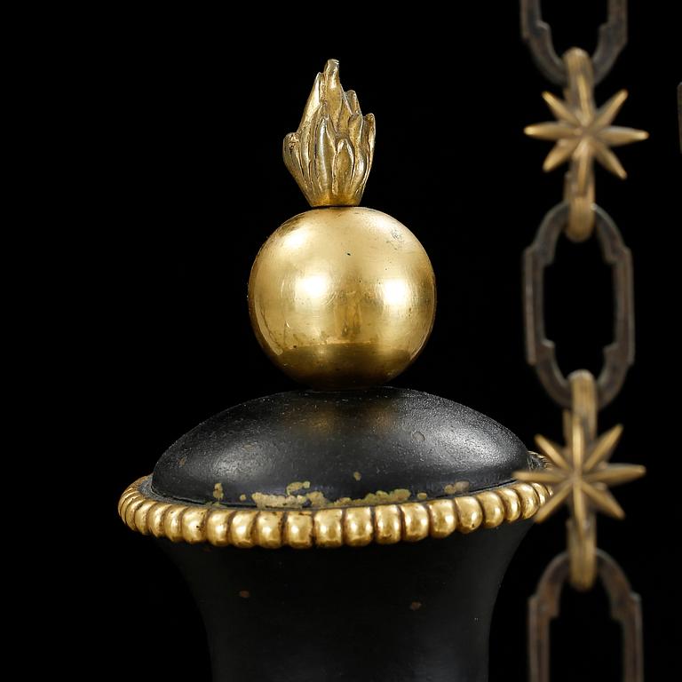 An Empire early 19th century nine-light hanging lamp.