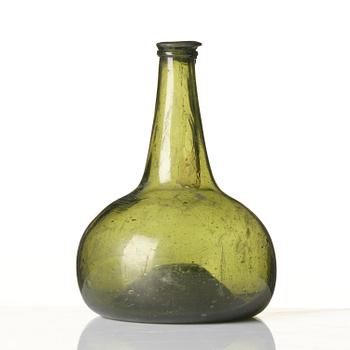 A green glass bottle, possibly Henrikstorps glass manufactory, 18th century.