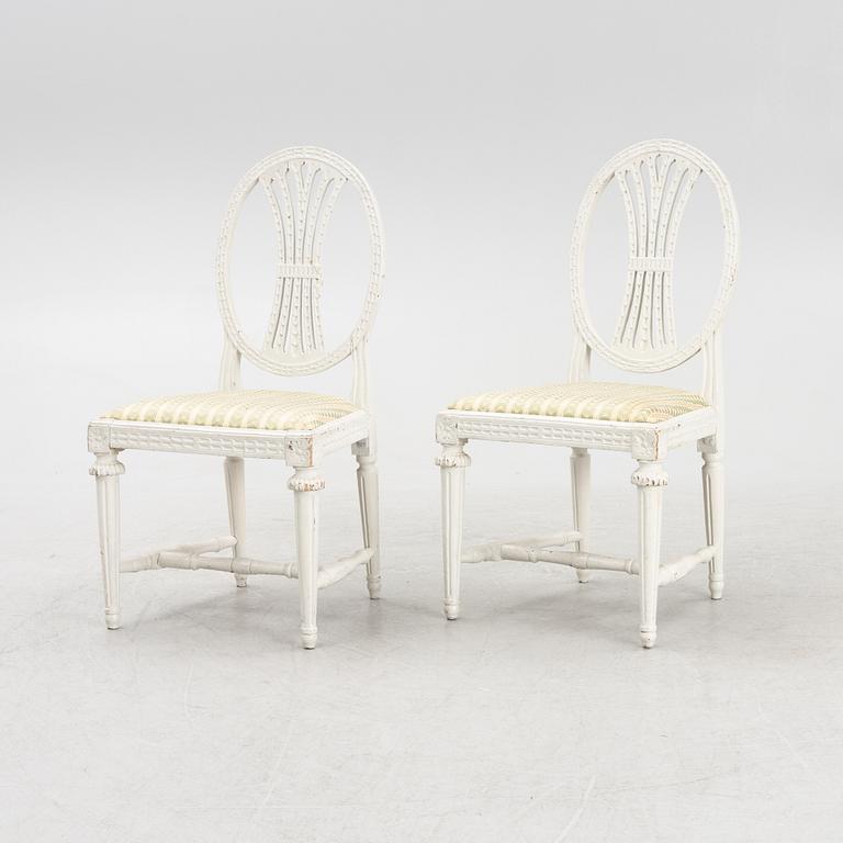 A pair of late Gustavian chairs by Lars Fahlberg, Linköping, Sweden, early 19th Century.