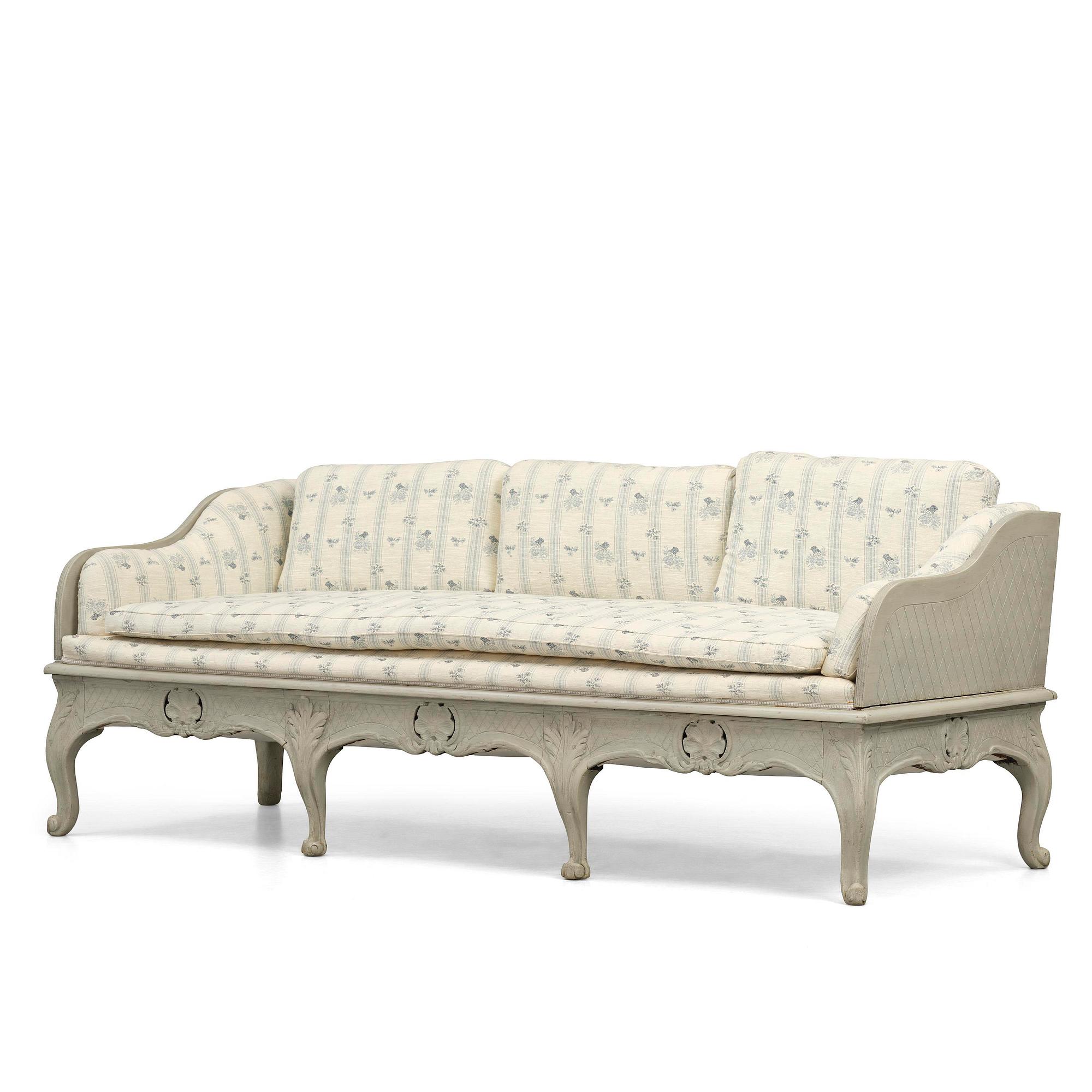 A Swedish rococo sofa, later part 18th century.