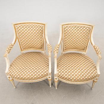 Armchairs, a pair of Gustavian Stockholm works by Johan Hammarström (chairmaker in Stockholm 1794 - 1812/19).