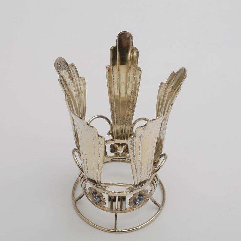 BRUDKRONA, förgyllt silver, K & E Carlson, Göteborg, 1948. Vikt ca 80g.