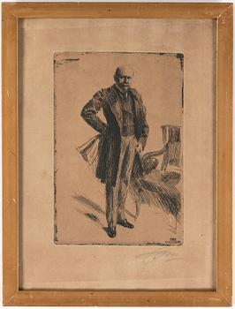 Anders Zorn · ANDERS ZORN, etsning, "Överste Lamont I", signerad med blyerts, signerad och daterad 1900 i plåten.