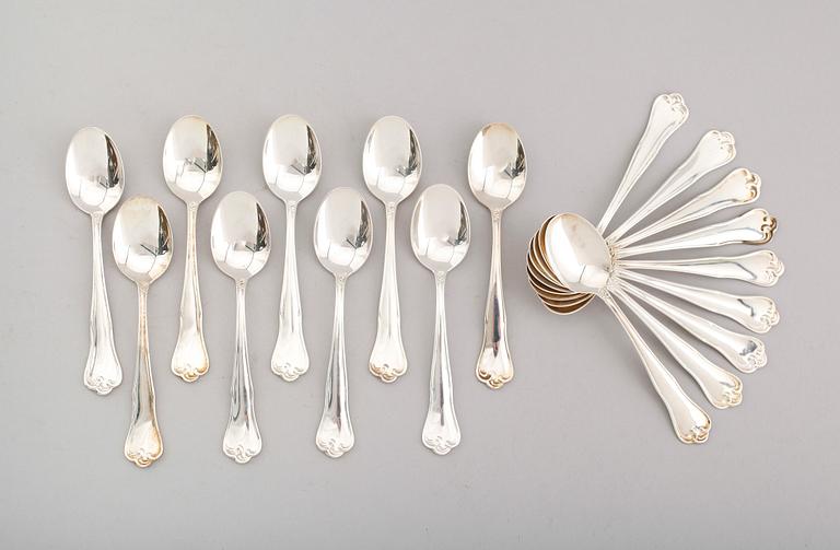 KAFFESKEDAR, 18 st, silver, "Symfoni", Mema, 1900-talets andra hälft, vikt ca 240 g.