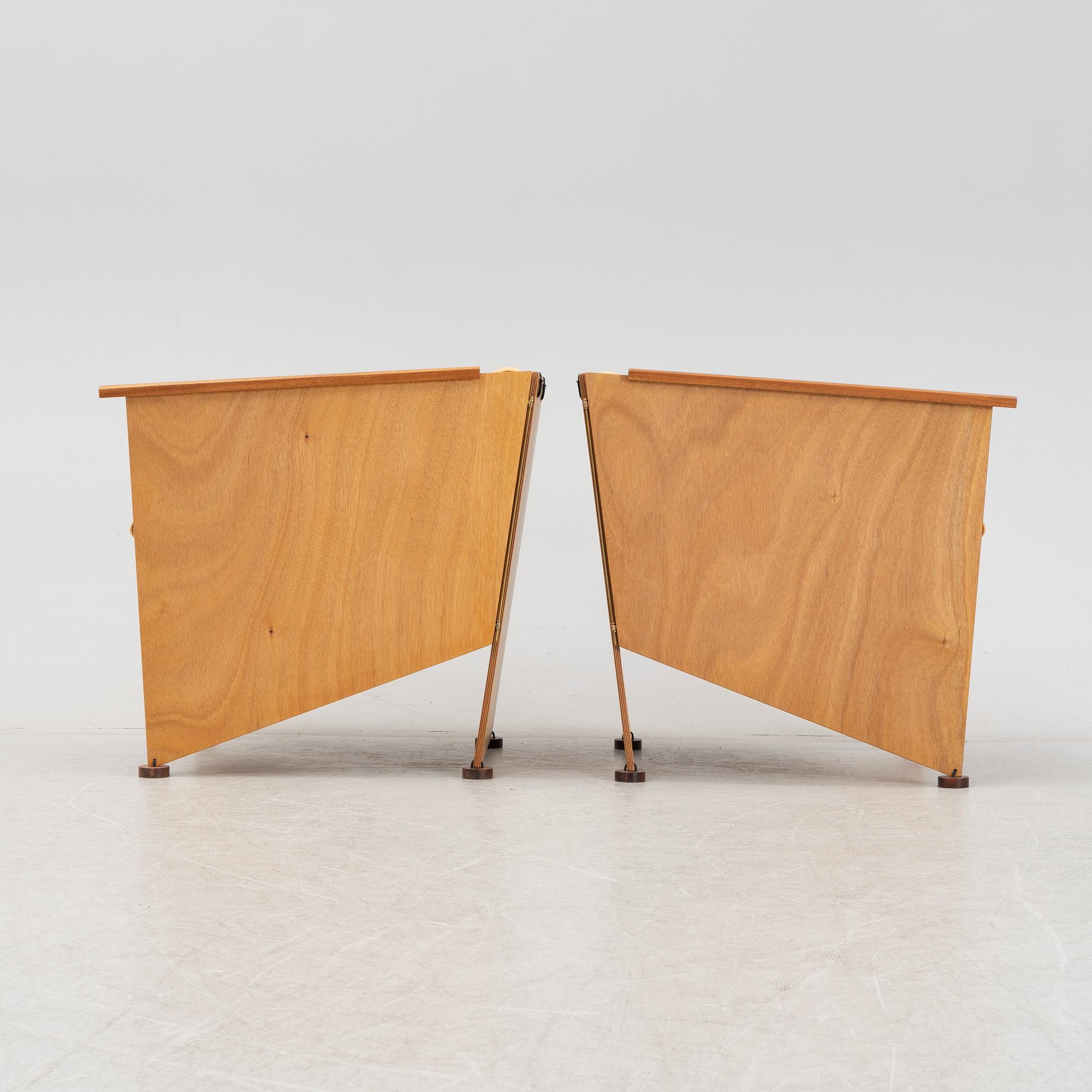 Torbjörn Ahlström, a pair of mahogany and cherry armchairs.