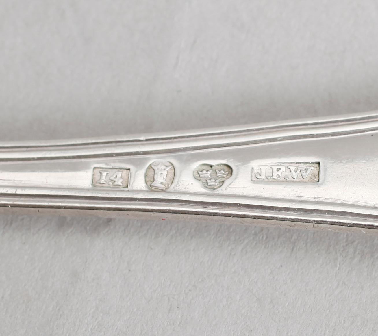 SKEDAR, 34 st, silver, svenska stämplar, 1800-/1900-tal. Vikt ca 420 gram.