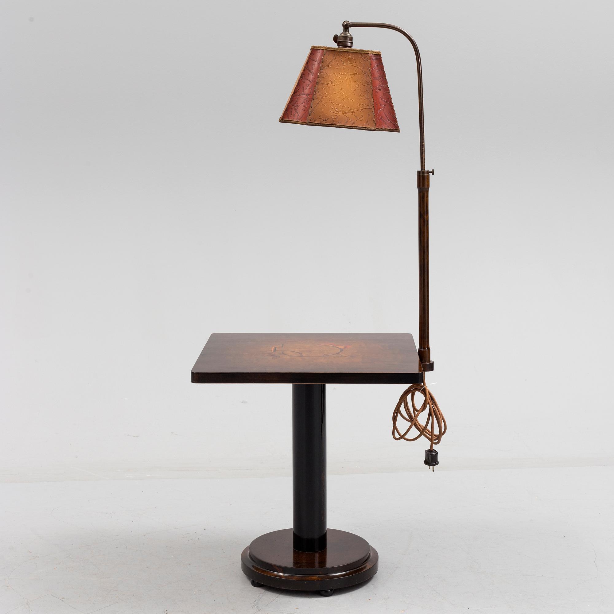 SOFFBORD / SIDOBORD, med lampa, 1930-tal.