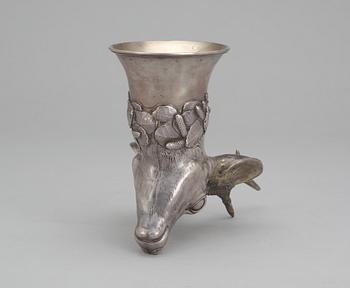 A Danish silver bowl in the shape of a deer head, 1911. Weight 867 gr.