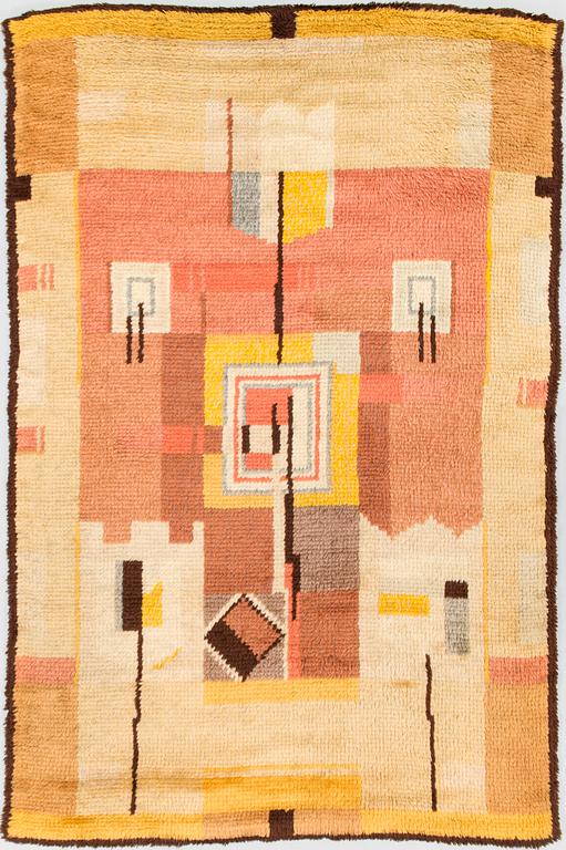 A Finnish 1930's long pile rug. Circa 190x130 cm.