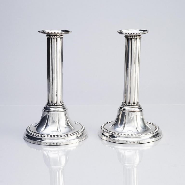 A pair of Swedish 18th century silver candlesticks, mark of Johan Schröder, Landskrona 1790.