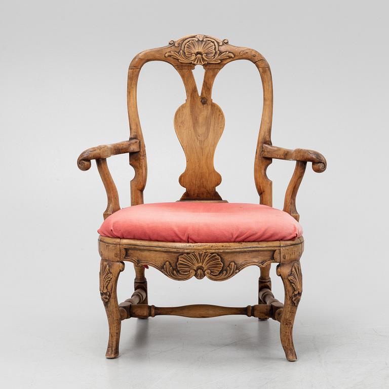 A rococo armchair, mid 18th Century.