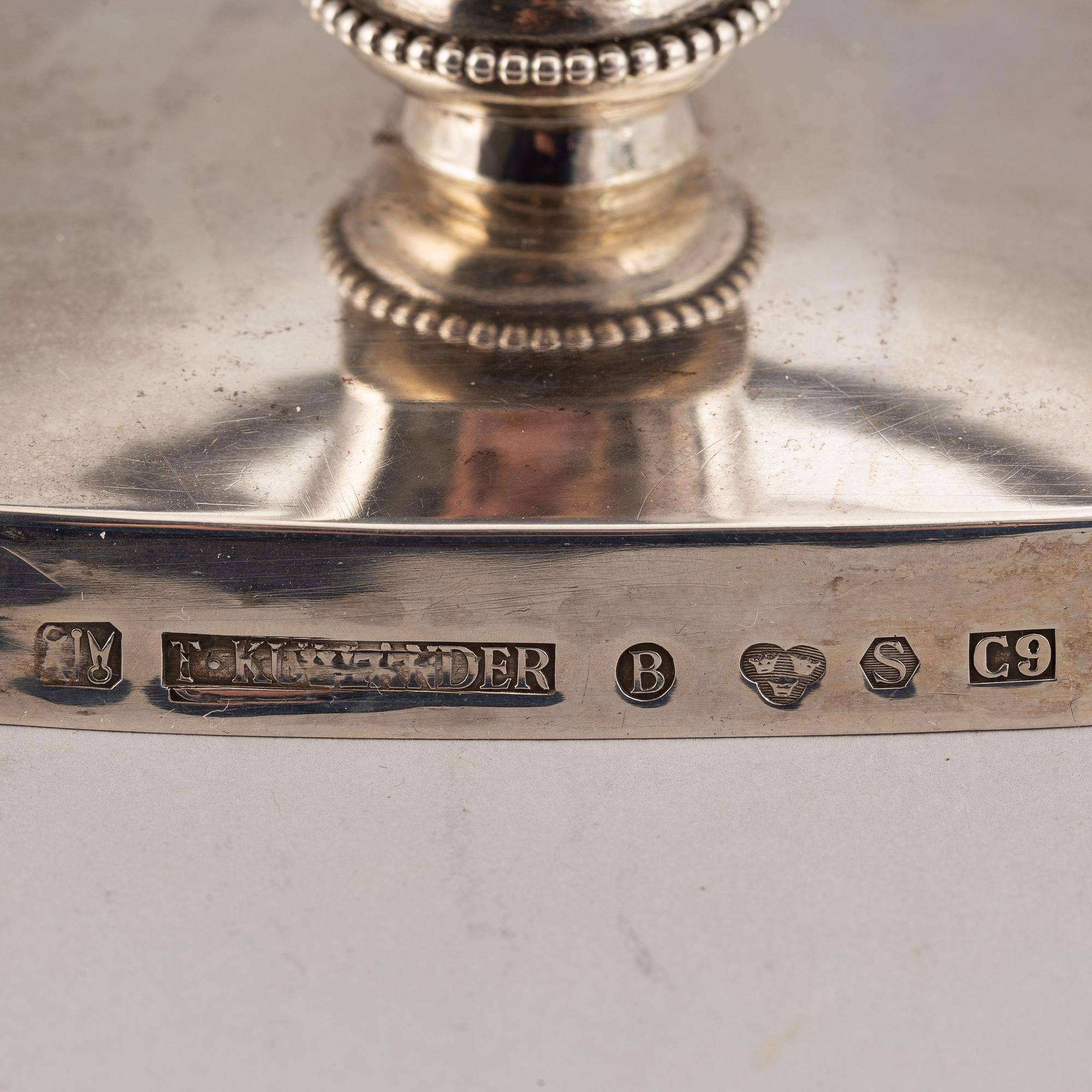 A pair of silver candlesticks, maker's mark Tore Kullander, Borås, 1953.