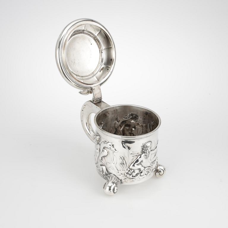 DRYCKESKANNA, nysilver, C G Hallberg, Stockholm, Barockstil, 1900-talets första hälft.