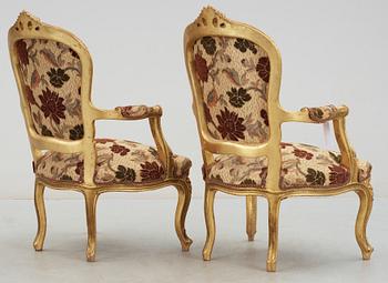 KARMSTOLAR, ett par, Louis XVI-stil, 1900-talets första hälft.