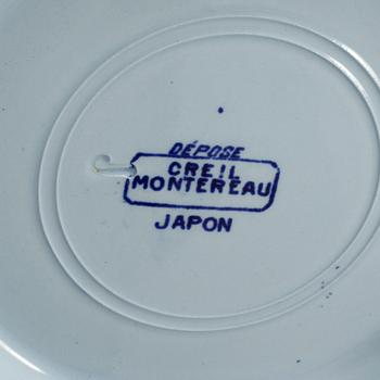 SERVISDELAR, 16 st, fajans, "Japon", Creil Montereau, Frankrike, omkring sekelskiftet 1900.