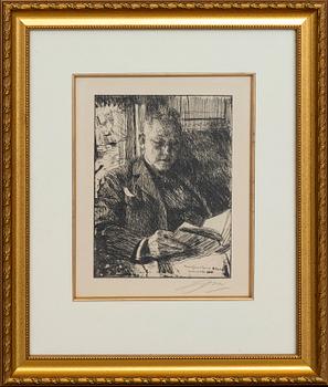 Anders Zorn, a signed etching from 1904.