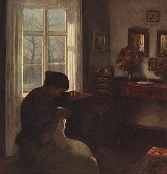 575. Carl Holsoe, Handarbete i skymningstimmen.