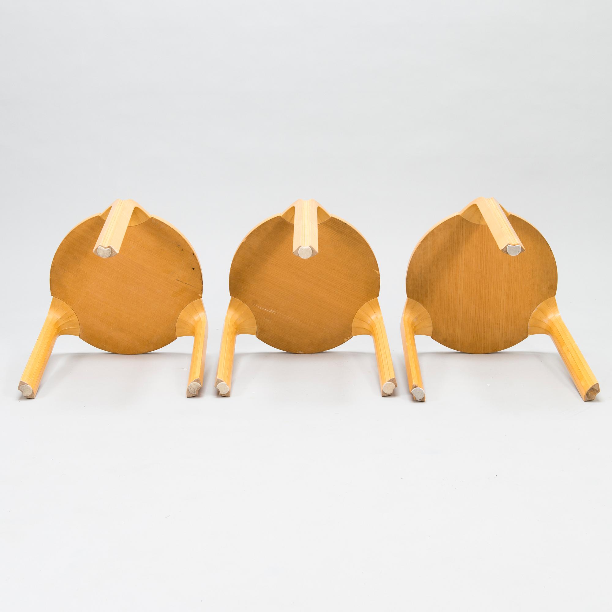 ALVAR AALTO, A set of three 'X600' stools for Artek, late 1990s.