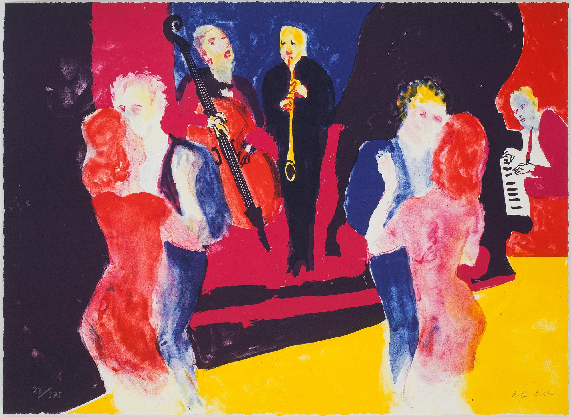 PETER DAHL, Portfölj med 4 färglitografier, "Dansställen", sign o numr 73/375.