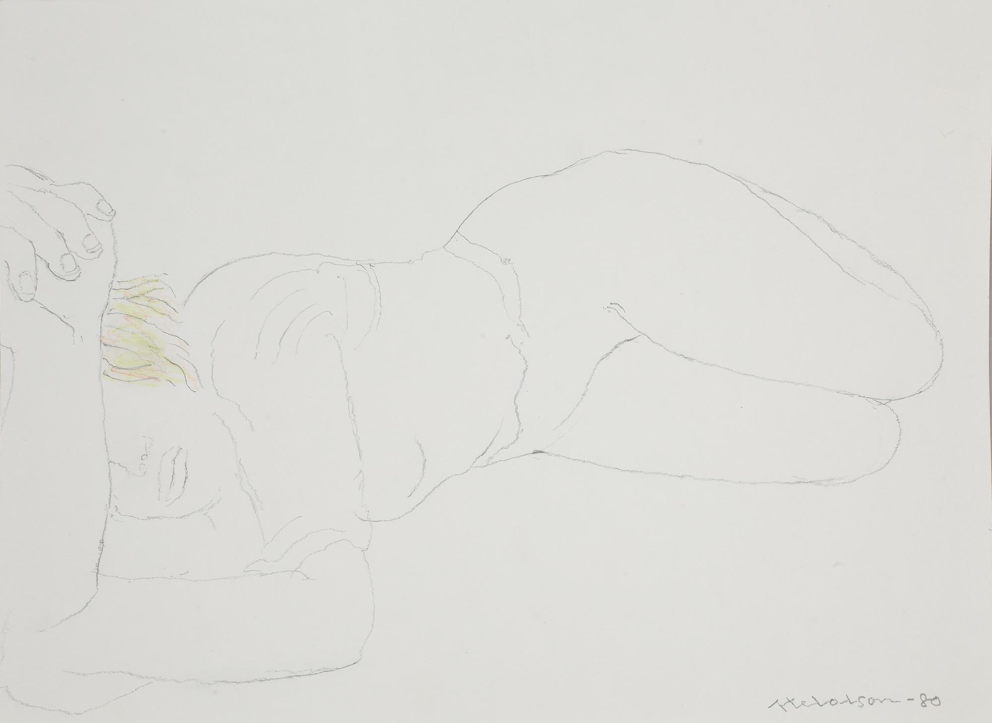 AXEL OLSON, blyerts och krita. Signerad och daterad -80.