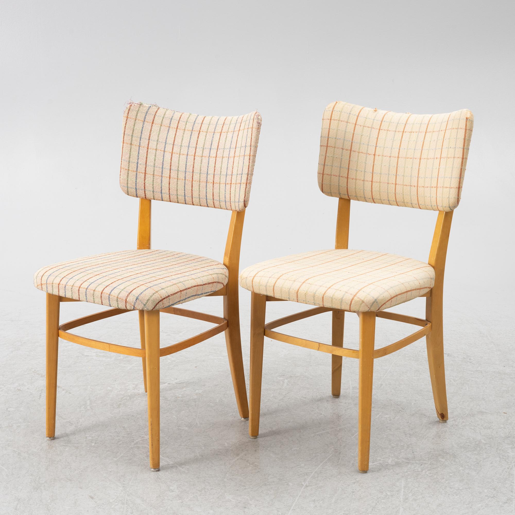Elias Svedberg, a set of four chairs model "31" from the Triva-Bygg series, Nordiska Kompaniet, 1940s.