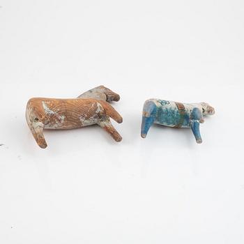 Two Swedish "Dala horses", first half of the 20th century.