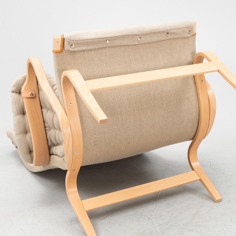 Bruno Mathsson, a 'Pernilla' armchair and a foot stool, Dux.