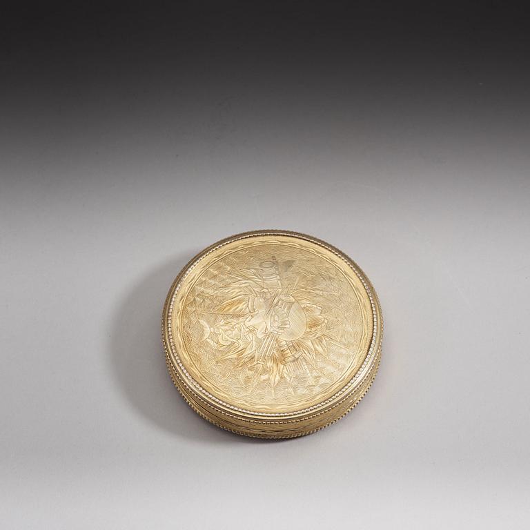 A Russian 18th century silver-gilt box, markes of Moscow 1790.