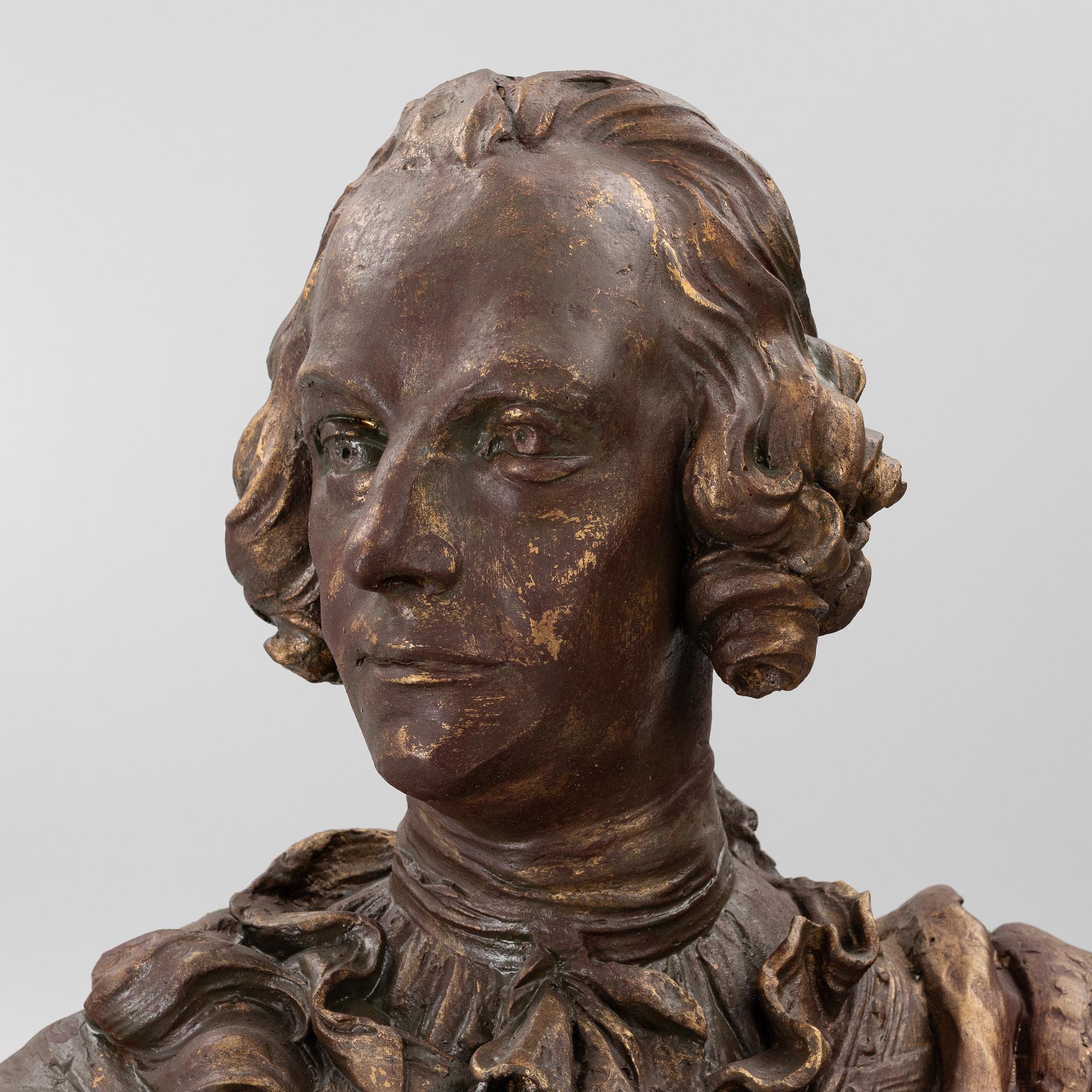 Fredrik I, byst med piedestal.