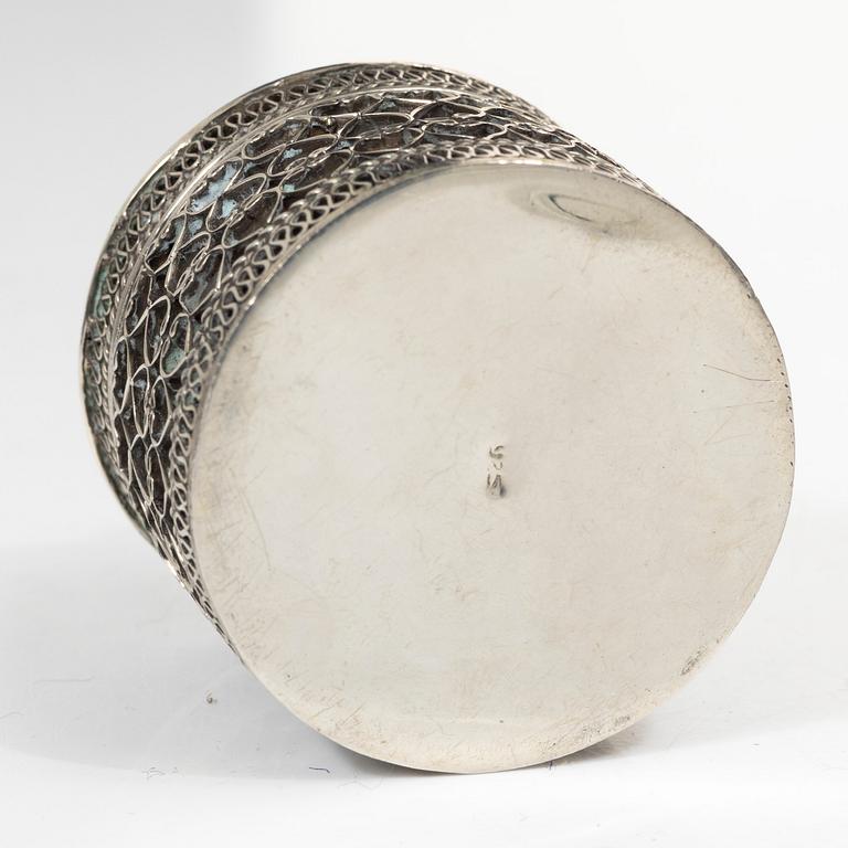 Boxes, 10 pcs, silver, with stones, 20th century.