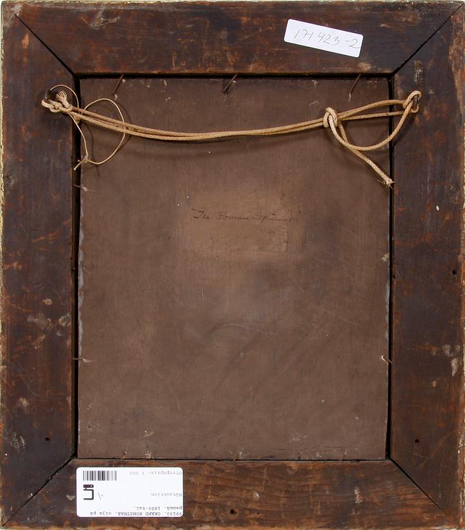 OKÄND KONSTNÄR, olja på pannå. 1800-tal.