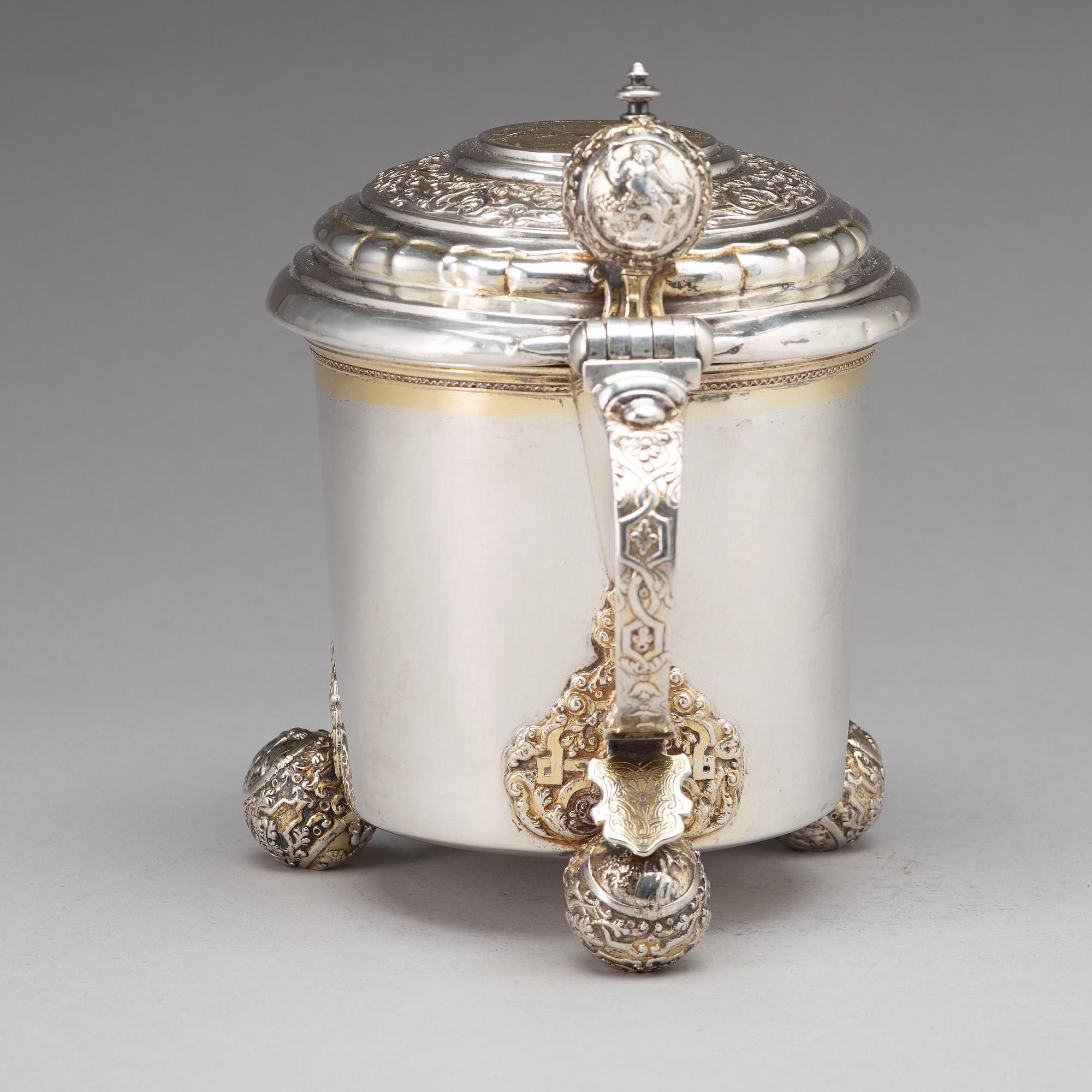Niclas Fernlöf, dryckeskanna, silver, Karlstad 1742, senbarock.