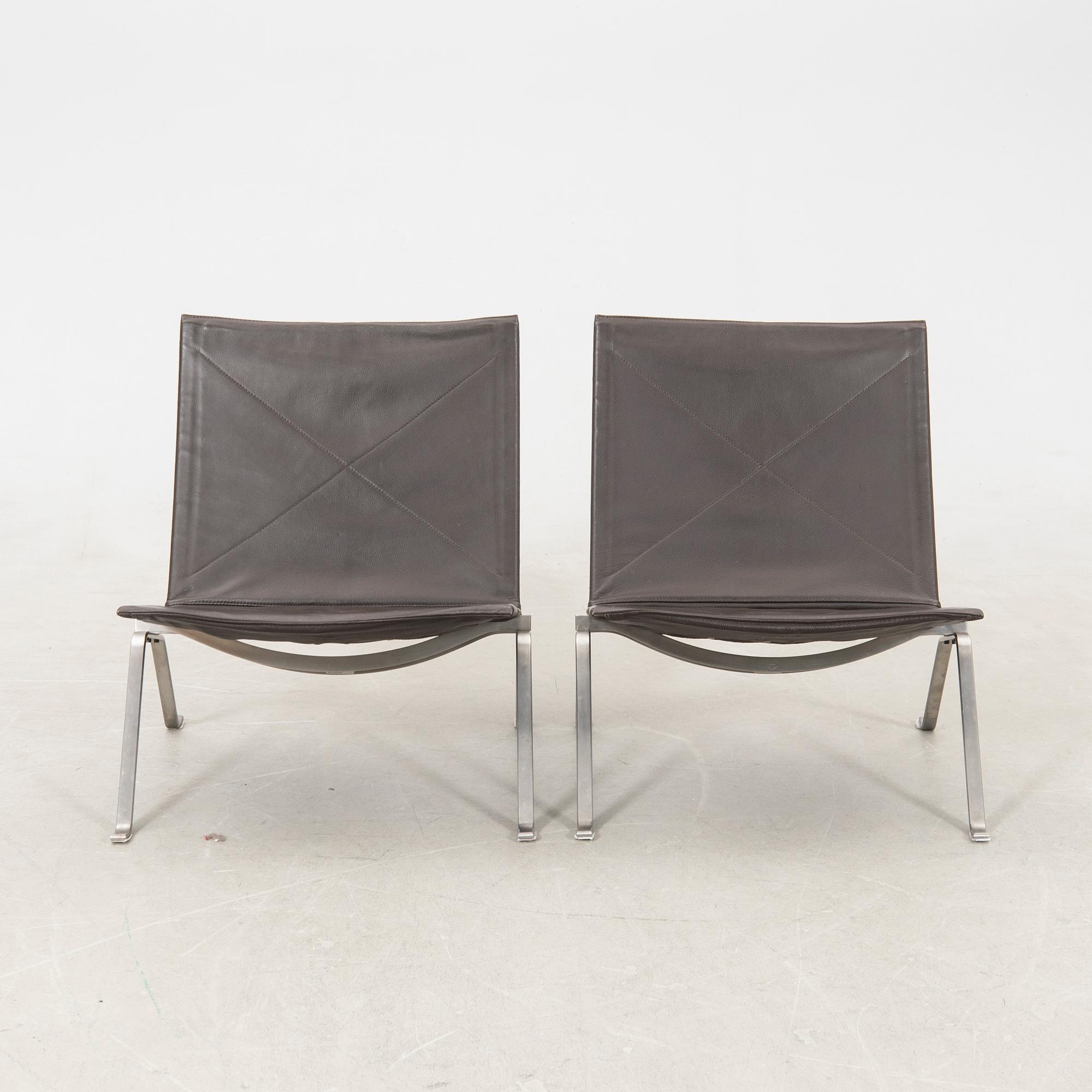 Poul Kjaerholm, armchairs 1 pair, "PK22" for Fritz Hansen Denmark 2003.