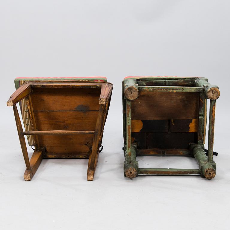 Two 18th Century rustic chairs.