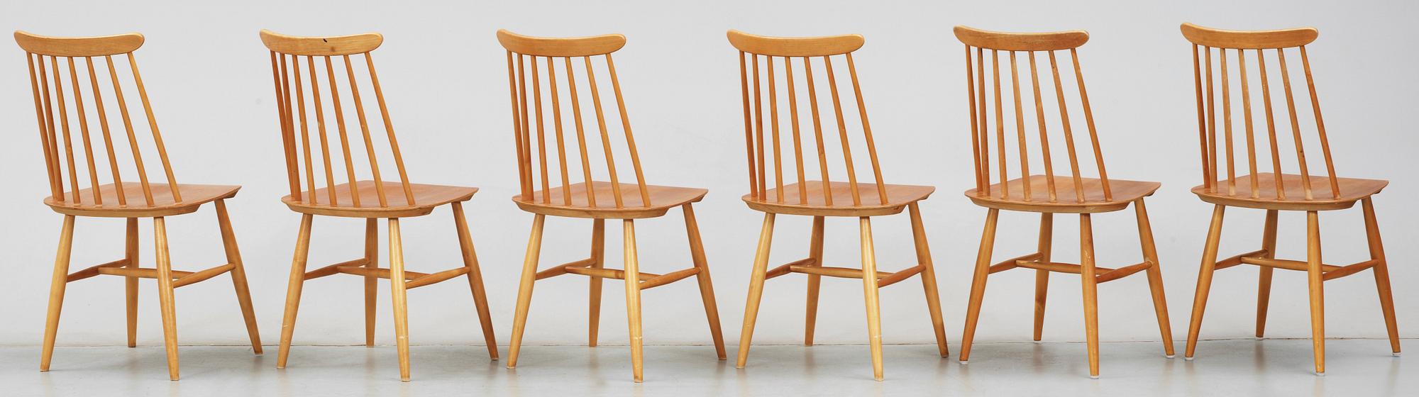 STOLAR, 6 st, "Fanett 65T", Ilmari Tapiovaara, Edsbyverken, 1950/60-tal.