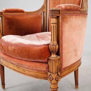 KARMSTOLAR, ett par, Louis XVI-stil, omkring sekelskiftet 1900.