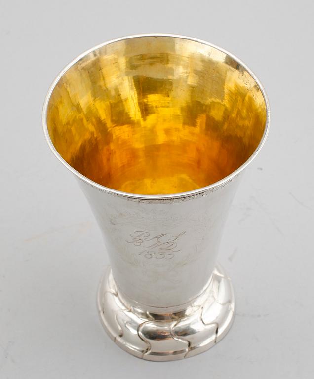 BÄGARE, silver, Andreas Silfverberg, Ystad  1818.