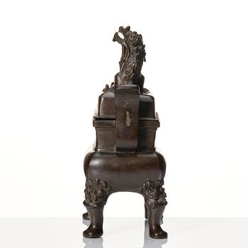 Rökelsekar med lock, brons. Sen Mingdynastin (1368-1644).