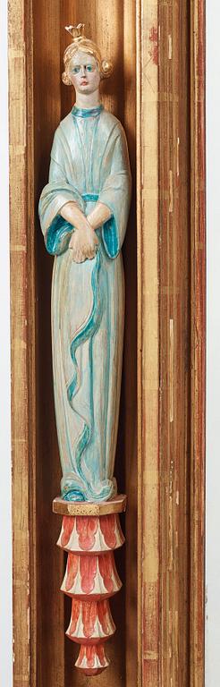 Gisela Trapp, in the manner of, a carved and painted wall mirror, ca 1900.