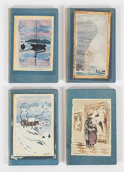 Roland Svensson, portfolio with 4 lithographs in colours, signed 166/400 and a faksimil, 1990.
